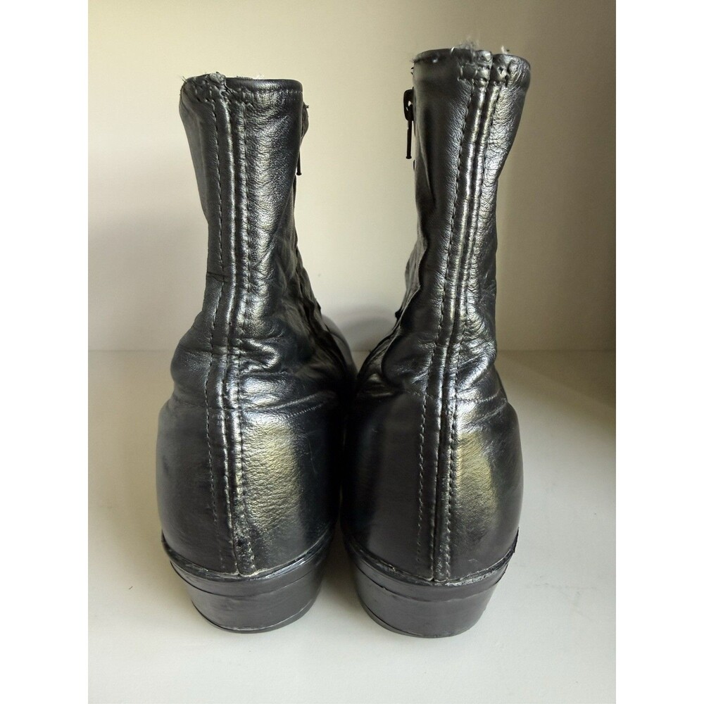 Abilene Sage Zip Up Black Leather Ankle Boots Mens 8.5 D Western Cowboy 3151 - Picture 4 of 8